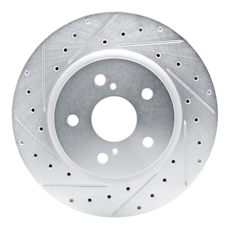 Lexus ES250 Brake Rotor (1) - Front Left - R1 Concepts - Drilled & Slotted - Silver - `18-`25